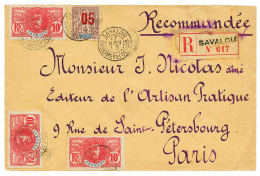 1913 05 S/ 4c + 10c(x3) Obl. SAVALOU Sur Env. RECOMMANDEE Pour PARIS. TB. - Briefe U. Dokumente