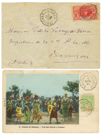 POSTE FERROVIAIRE : 1906/08 2 Lettres Avec PAOUIGAN A COTONOU Et OUIDAH A COTONOU. RARE. TB. - Covers & Documents