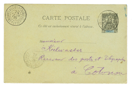 1905 Entier 10c Obl. ABOMEY-CALAVI DAHOMEY ET DEP. Pour COTONOU. RARE. TB. - Lettres & Documents