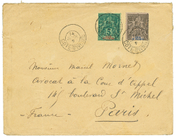 Cachet Provisoire GRATTE : 1904 5c + 10c Obl. Cachet évidé COTE D'IVOIRE Sur Enveloppe Pour PARIS. Quelque - Covers & Documents