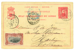 BRAZZAVILLE Via Le CONGO BELGE : 1896 ENTIER POSTAL à 10c Du CONGO BELGE + 5c Daté "BRAZZAVILLE" Obl. LEOP - Lettres & Documents