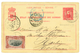 BRAZZAVILLE Via Le CONGO BELGE : 1896 ENTIER POSTAL à 10c Du CONGO BELGE + 5c Daté "BRAZZAVILLE" Obl. LEOP - Storia Postale