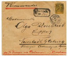 1913 75c Obl. OUIDAH + Cachet RECOMMANDE De Fabrication Locale Sur Env. Pour L'ALLEMAGNE. TB. - Briefe U. Dokumente