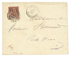 Affranchissement à 4c : 1899 4c Obl. COTONOU DAHOMEY Sur Enveloppe Pour PORTO-NOVO (arrivée Au Verso). RAR - Lettres & Documents