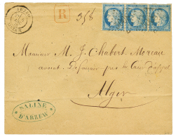 1875 25c(n°60) Bande De 3 Obl. GC 5008 + ARZEW ALGERIE Sur Env. RECOMMANDE Pour ALGER. Superbe. - Autres & Non Classés