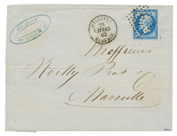 1862 20c(n°14) TTB Margé Obl. PC 3724 + DJIDJELI ALGERIE Sur Lettre Pour MARSEILLE. Superbe Qualité. - Sonstige & Ohne Zuordnung