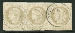 Cachet à Date SMYRNE TURQUIE Sur Bande De 3 Du 4c CERES Sur Fragment. RARE. TB. - Andere & Zonder Classificatie