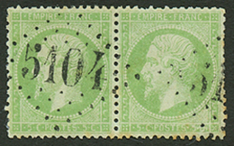 GC 5104 De SHANGHAI Sur Paire Du 5c EMPIRE(n°20). Pas Courant. TB. - Used Stamps