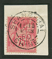 75c SAGE Type 2(n°81) Obl. SHANG-HAI CHINE Sur Fragment. . RARE. Superbe. - Oblitérés