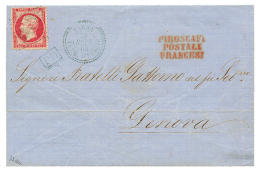 VARNA : 1863 80c(n°24) Pd Obl. GC 5103 (frappe Doublée) + Superbe Cachet VARNA TURQ. D'EUROPE Sur Lettre Pour - Autres & Non Classés