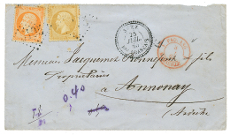 SUEZ : 1865 10c + 40c Obl. GC 5105 + SUEZ Bau FRANCAIS Sur Enveloppe Pour La FRANCE. TB. - Autres & Non Classés