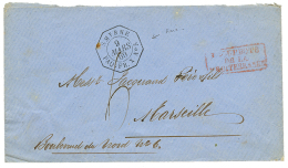 1869 Cachet Rare D' Escale SMYRNE PAQ FR X N°5 + Taxe 6 Sur Enveloppe Pour MARSEILLE. Superbe. - Autres & Non Classés