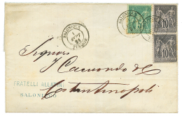 SALONIQUE : 1881 SAGE 5c(pd)+ 10c(x2) Obl. SALONIQUE TURQUIE Sur Lettre Pour CONSTANTINOPLE. TB. - Altri & Non Classificati