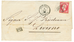 1865 80c(n°24) Obl. GC 5095 + SALONIQUE TURQUIOE Sur Lettre Purifiée Pour L'ITALIE. Rare Dans Cette Qualit&ea - Lettres & Documents