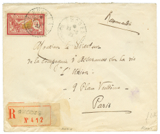 1923 FRANCE 1F MERSON Obl. RHODES TURQUIE D' ASIE Sur Enveloppe RECOMMANDEE Pour PARIS. TB. - Andere & Zonder Classificatie