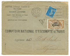 1921 FRANCE 25c SEMEUSE Perforée Obl. TOULOUSE Sur Env. Pour PORT-SAID Taxée Avec 15m S/ 50c MERSON Obl. P - Briefe U. Dokumente