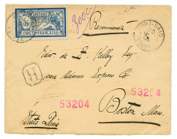1905 5F MERSON Obl. PORT-SAID EGYPTE Sur Env(AUSTRIAN LLOYD) Pour BOSTON(USA). RARE. TTB. - Lettres & Documents