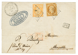 METELINE : 1863 10c(n°21) Def + 40c(n°23) Obl. GC 5093 + METELINE TURQUIE Sur Lettre Pour MARSEILLE. Bureau Rare - Altri & Non Classificati