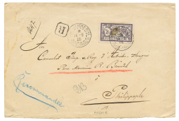 1906 8P S/ 2F Violet Obl. CONSTANTINOPLE-PERA POSTE FRANCse Sur Env. RECOMMANDE Pour Le CONSUL D'AUTRICHE-HONGRIE &agrav - Lettres & Documents