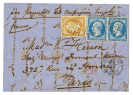 10c(n°13) + Paire 20c(n°14) Tous TB Margés Obl. PC 3707 + CONSTANTINOPLE Sur Lettre Pour PARIS. Rare Dans - Lettres & Documents