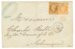 CONSTANTINOPLE Pour SALONIQUE : 1860 10c(n°13) + 40c(n°16) Obl. PC 3707 + CONSTANTINOPLE TURQUIE Sur Lettre Pour - Covers & Documents