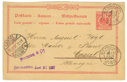 BEYROUTH : 1897 Entier ALLEMAND Obl. Cachet Français BEYROUTH SYRIE Pour L'ALLEMAGNE. Verso, Cachet Du Bureau Aut - Sonstige & Ohne Zuordnung