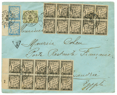 1920 TAXE 1c Noir(x20) Pd+ 5c(x2)+ 20c Obl. ALEXANDRIE EGYPTE Sur Enveloppe Taxée. RARE. TTB. - Lettres & Documents