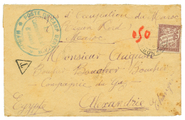 1912 FRANCE 50c TAXE Obl. ALEXANDRIE EGYPTE (rare) Sur Enveloppe Du CORPS D'OCCUPATION DU MAROC. TB. - Briefe U. Dokumente