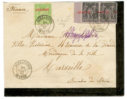 ALEXANDRIE - SURCHARGE à CHEVAL : 1901 5c + Paire 10c(n°16b) Avec Variété Spectaculaire SURCHAR - Brieven En Documenten