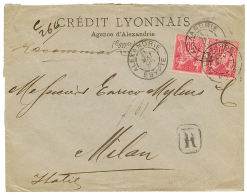 1895 Paire 50c SAGE Obl. ALEXANDRIE EGYPTE Sur Enveloppe RECOMMANDEE Pour L' ITALIE. Superbe. - Brieven En Documenten