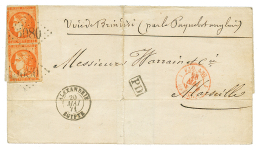 1871 40c BORDEAUX(n°48)x2 Pd Obl. GC 5080 + ALEXANDRIE EGYPTE Sur Lettre Pour La FRANCE. TB. - Brieven En Documenten