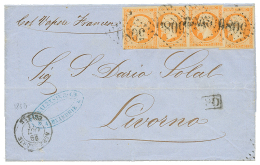 1862 40c(n°16)x4 Obl. GC 5080 + ALEXANDRIE EGYPTE Sur Lettre(double Port) Pour L' ITALIE. TTB. - Briefe U. Dokumente