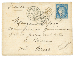 1873 25c CERES Obl. ANCRE + CORR. D'ARM. LIG. N PAQ FR N°1 Sur Env. Pour La FRANCE. TB. - Poste Maritime