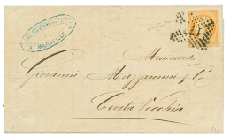 1874 40c SIEGE(n°38) Obl. Cachet Italien 177 Sur Lettre De MARSEILLE Pour CIVITA-VECHIA. Superbe. - Maritime Post