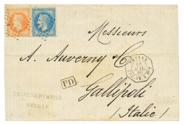 1869 20c(n°29)+ 40c(n°31) Obl. ANCRE + SMYRNE PAQ FR X N°2 Sur Lettre Pour GALLIPOLI. RARE. TB. - Maritime Post