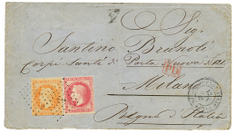 1869 40c + 80c Obl. Ancre + BUENOS-AYRES PAQ FR J Sur Env(pd) Pour L'ITALIE. TB. - Poste Maritime