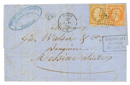 1864 10c + 40c Obl. Ancre + Paquebot INDUS 23 Janv 64 Sur Lettre Pour MESSINE(SICILE). Superbe. - Poste Maritime