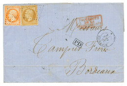 1863 10c + 40c Obl. ANCRE + Paquebot EUPHRATE 30 Oct 63 , De CONSTANTINOPLE Pour La FRANCE. TB. - Poste Maritime