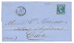 1863 20c(n°22) Obl. GC 1805 (HONFLEUR) + LE HAVRE BATEAU A VAPr Sur Lettre Du HAVRE Pour CAEN. TB. - Maritieme Post
