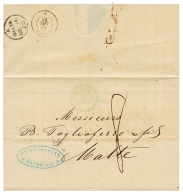 Oblitérations Doubles : 1863 GODAWERY 12 Dec 63 + Verso HERMUS 15 Dec 63 Sur Lettre Avec Texte De MARSEILLE Pour - Maritime Post