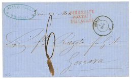 1862 Paquebot AUNIS + PIROSCAFI/POSTALI/FRANCESI + Taxe 6, De MARSEILLE Pour L'ITALIE. Superbe. - Poste Maritime