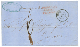 1862 Paquebot AUNIS + PIROSCAFI/POSTALI/FRANCESI + Taxe 6, De MARSEILLE Pour L'ITALIE. Superbe. - Maritime Post