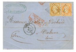 1861 10c + 40c Obl. ANCRE + GANGE 5 Mai 61 Sur Lettre D' ANDRINOPLE Pour La FRANCE. Superbe. - Maritime Post