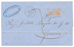 1860 Paquebot CAPITOLE 9 Fev 60 + Taxe 7 Sur Lettre De MARSEILLE Pour L'ITALIE. Indice 17. TTB. - Poste Maritime