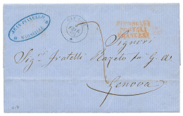 1860 Paquebot CAPITOLE 9 Fev 60 + Taxe 7 Sur Lettre De MARSEILLE Pour L'ITALIE. Indice 17. TTB. - Maritieme Post