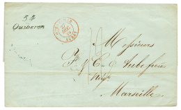 1839 Cursive 54 QUIBERON + OUTRE-MER PAR AURAY Sur Lettre (ss Texte) Datée "ST PIERRE" Pour MARSEILLE. Associatio - Poste Maritime