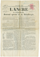 27 Janv. 1870 TIMBRE POUR JOURNEAUX 2c Rouge(N°9) Obl. TYPO Sur JOURNAL COMPLET "L'ANCRE DE ST DIZIER". TTB. - 1859-1959 Storia Postale