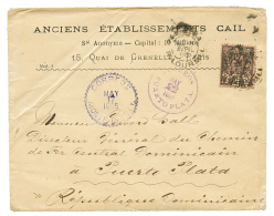 Destination REPUBLIQUE DOMINICAINE : 1895 25c SAGE Perforé "AEC" Obl. PARIS Sur Enveloppe Pour PUERTO-PLATA, REPU - 1877-1920: Semi Modern Period