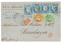 Tricolore Pour Les INDES NEERLANDAISES : 1875 CERES 5c + 15c + 25c(x4) Sur Lettre De BORDEAUX Pour SOERABAYA (ILE De JAV - 1871-1875 Ceres