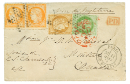 1874 CERES 5c + 15c + Paire 40c SIEGE(n°38) Sur Enveloppe De PARIS Pour MONTREAL(CANADA). TTB. - 1871-1875 Cérès